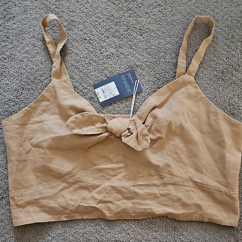 Universal Thread Tan Tie Front Crop Camisole